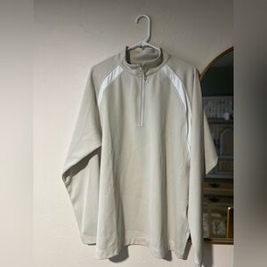 Nike Golf Size XL Dri-Fit Performance Golf Quarter Zip Pull Over Beige/White